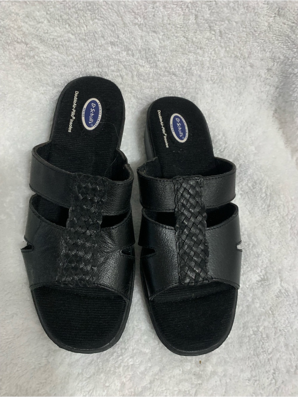 Dr. Scholl's Black Braided Strap Slide Sandals